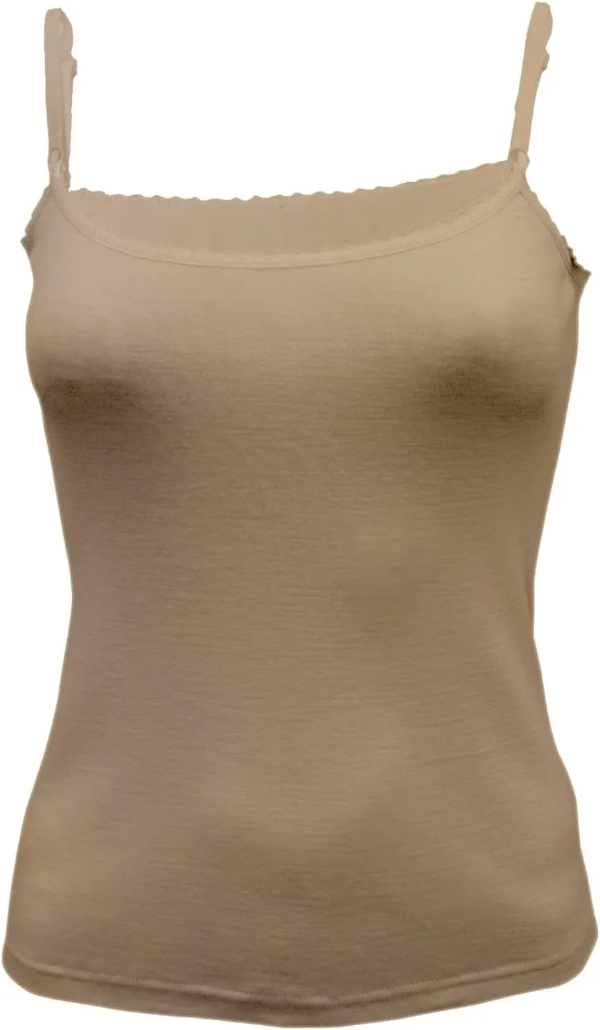 100% Merino Wool Ultra Soft Woman Cami Tank Vest Shirt Base Layer Made in EU (Beige, XL)