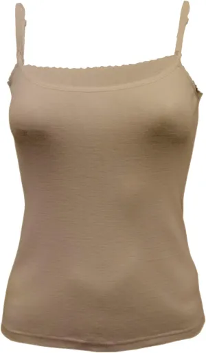 100% Merino Wool Ultra Soft Woman Cami Tank Vest Shirt Base Layer Made in EU (Beige, XL)