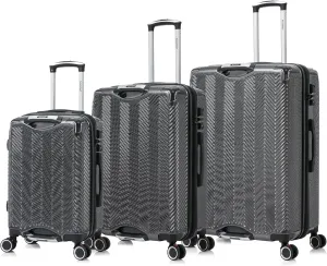 3 in 1 Large Capacity Travel Storage Expandable Suitcase Luggage Set - PC Material Suitcase Set Carry-On (20-25-29in) (BLACK)