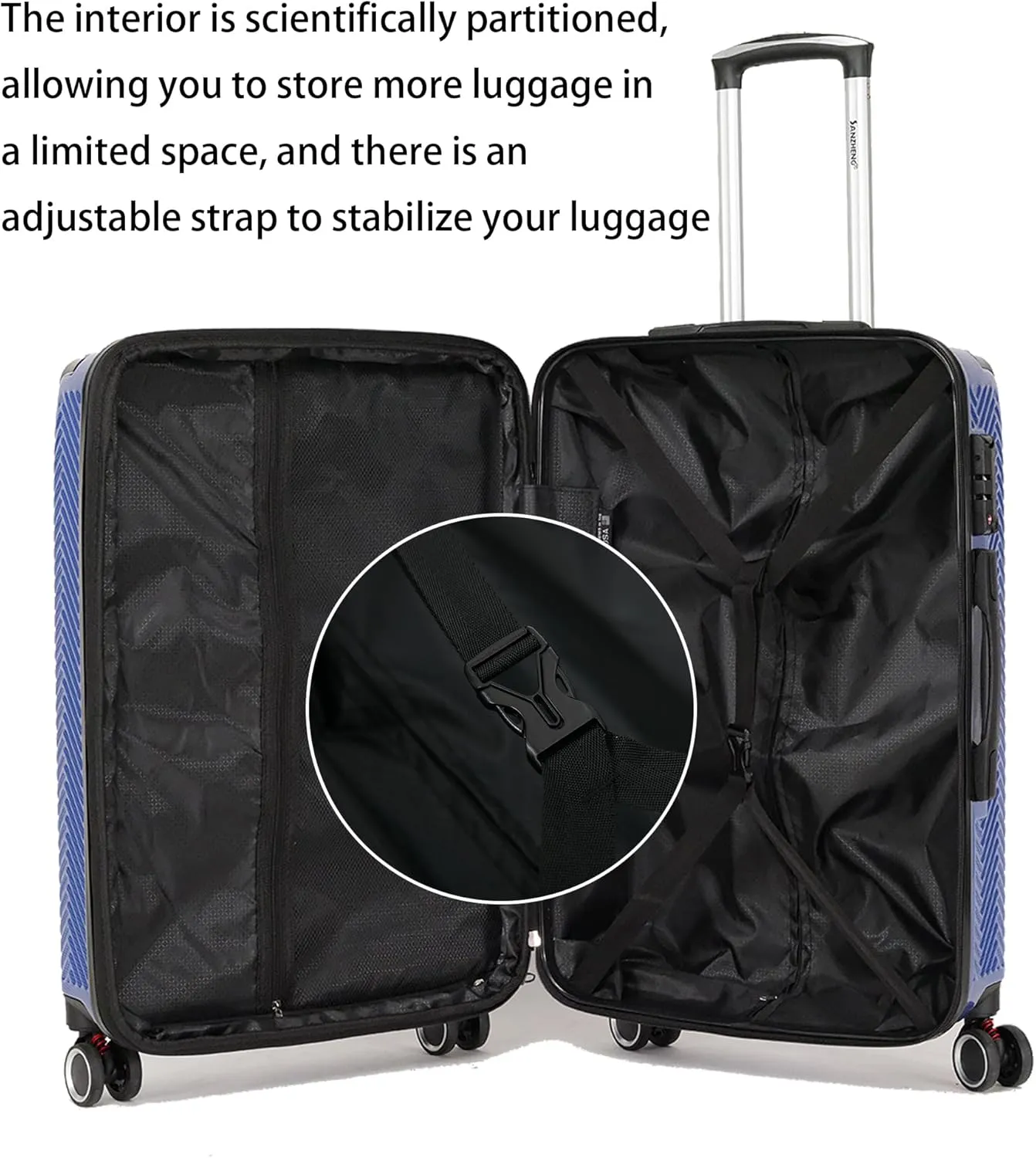 3 in 1 Large Capacity Travel Storage Expandable Suitcase Luggage Set - PC Material Suitcase Set Carry-On (20-25-29in) (BLUE)