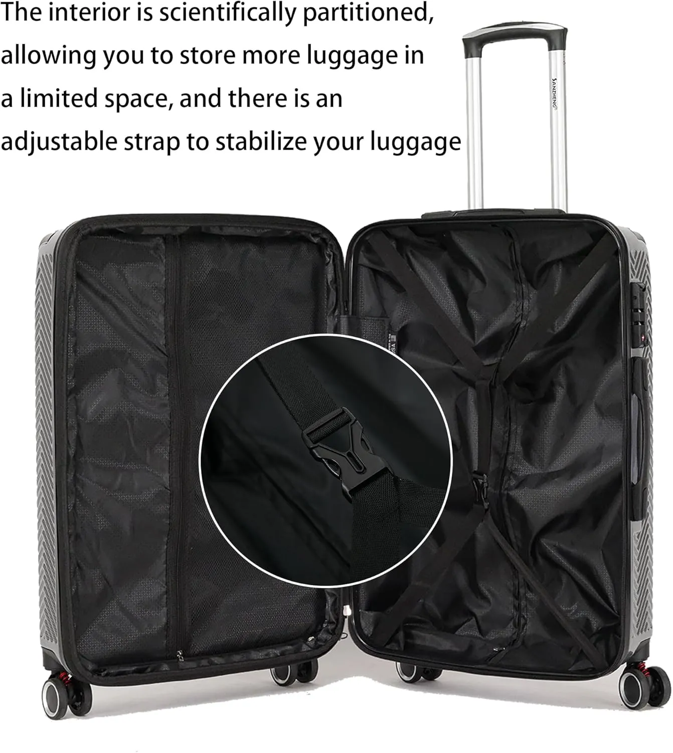 3 in 1 Large Capacity Travel Storage Expandable Suitcase Luggage Set - PC Material Suitcase Set Carry-On (20-25-29in) (GREY)