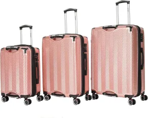 3 in 1 Large Capacity Travel Storage Expandable Suitcase Luggage Set - PC Material Suitcase Set Carry-On (20-25-29in) (ROSE GOLD)