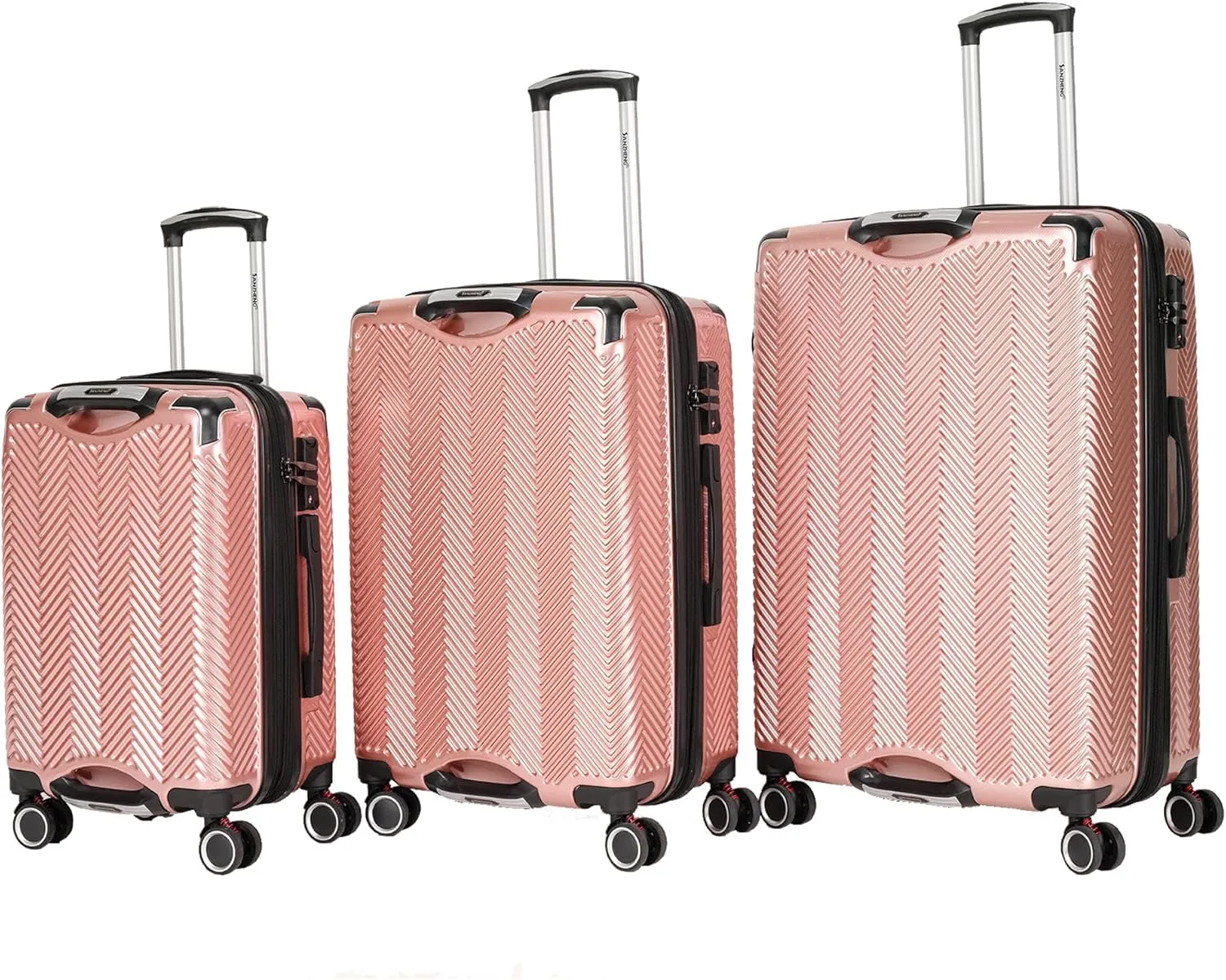 3 in 1 Large Capacity Travel Storage Expandable Suitcase Luggage Set - PC Material Suitcase Set Carry-On (20-25-29in) (ROSE GOLD)
