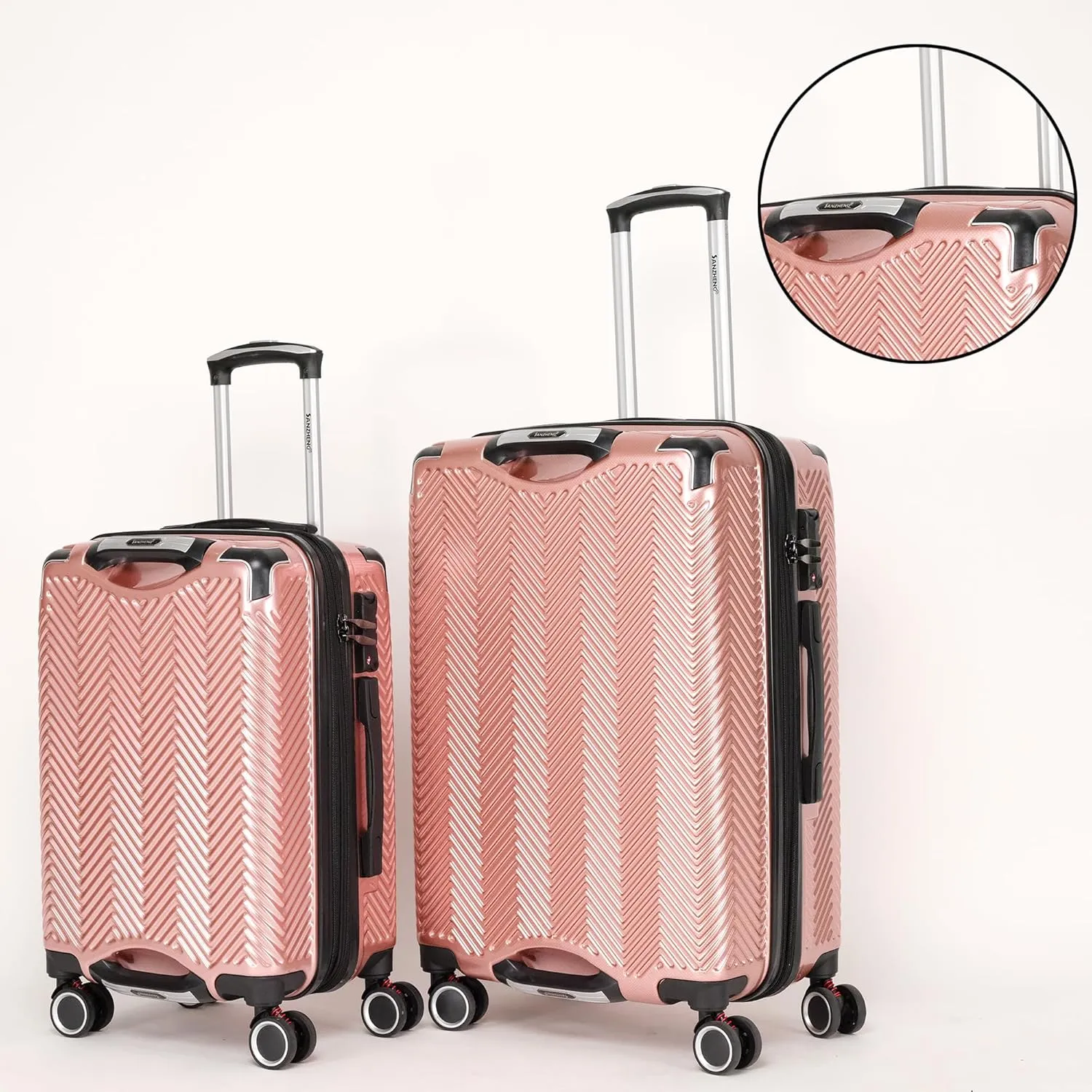 3 in 1 Large Capacity Travel Storage Expandable Suitcase Luggage Set - PC Material Suitcase Set Carry-On (20-25-29in) (ROSE GOLD)