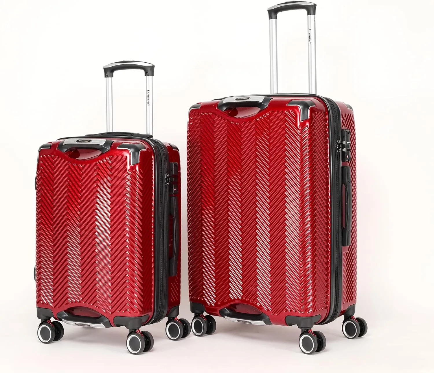 3 in 1 Large Capacity Travel Storage Expandable Suitcase Luggage Set - PC Material Suitcase Set Carry-On (20-25-29in) (WINE)