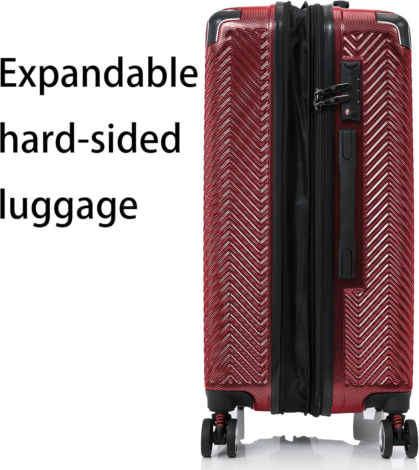 3 in 1 Large Capacity Travel Storage Expandable Suitcase Luggage Set - PC Material Suitcase Set Carry-On (20-25-29in) (WINE)