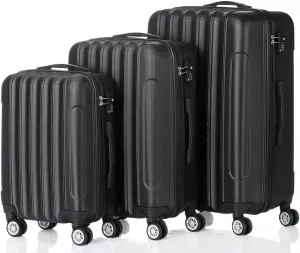3-in-1 Multifunctional Large Capacity Traveling Storage Suitcase, Luggage Set ABS Suitcase 3 Piece Set with TSA Lock Spinner Wheels 20" 24" 28", 3-in-1 Black Luggage