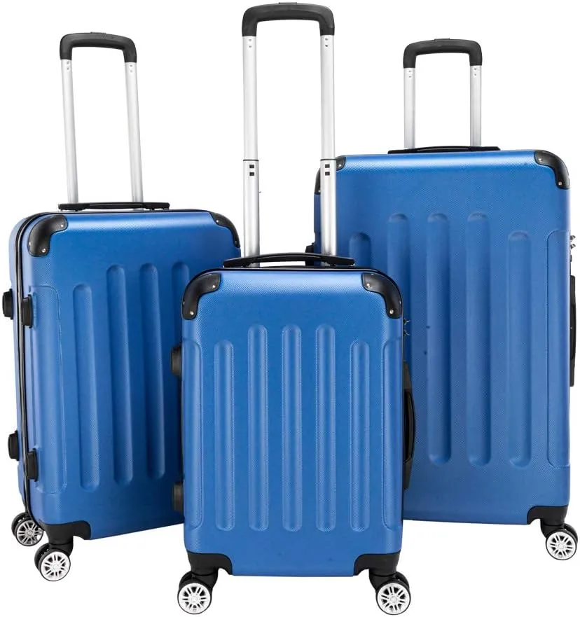 3-in-1 Multifunctional Large Capacity Traveling Storage Suitcase, Luggage Set ABS Suitcase 3 Piece Set with TSA Lock Spinner Wheels 20" 24" 28", 3-in-1 Dark Blue Luggage