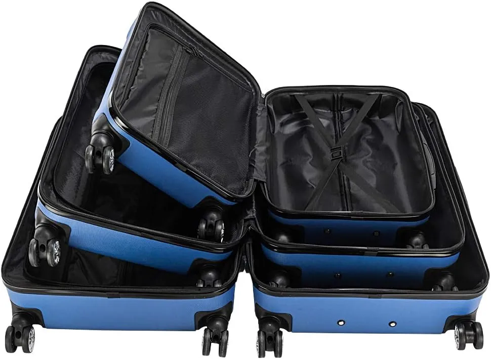 3-in-1 Multifunctional Large Capacity Traveling Storage Suitcase, Luggage Set ABS Suitcase 3 Piece Set with TSA Lock Spinner Wheels 20" 24" 28", 3-in-1 Dark Blue Luggage