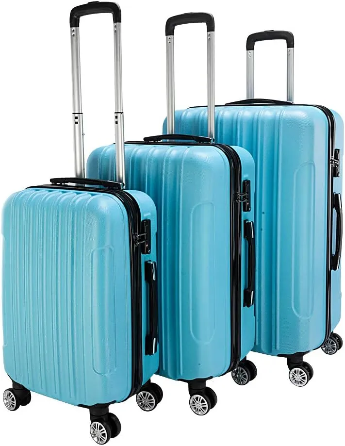 3-in-1 Multifunctional Large Capacity Traveling Storage Suitcase, Luggage Set Plastic Metal Suitcase 3 Piece Set with TSA Lock Spinner Wheels 20" 24" 28", 3-in-1 Biue Luggage