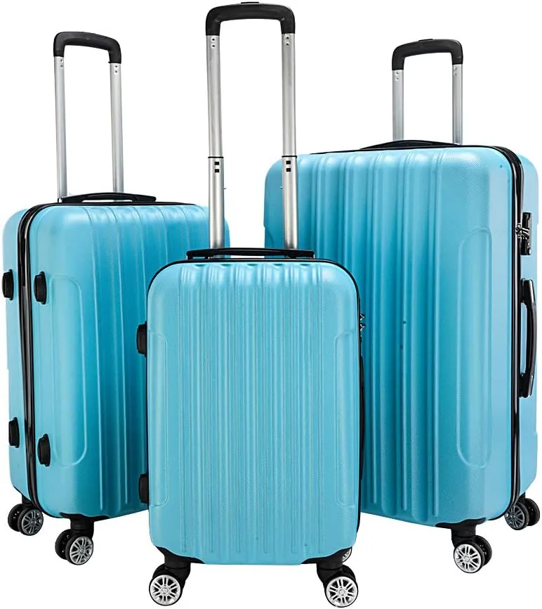 3-in-1 Multifunctional Large Capacity Traveling Storage Suitcase, Luggage Set Plastic Metal Suitcase 3 Piece Set with TSA Lock Spinner Wheels 20" 24" 28", 3-in-1 Biue Luggage