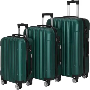 3-in-1 Multifunctional Large Capacity Traveling Storage Suitcase, Luggage Set Plastic Metal Suitcase 3 Piece Set with TSA Lock Spinner Wheels 20" 24" 28", 3-in-1 Dark Green Luggage