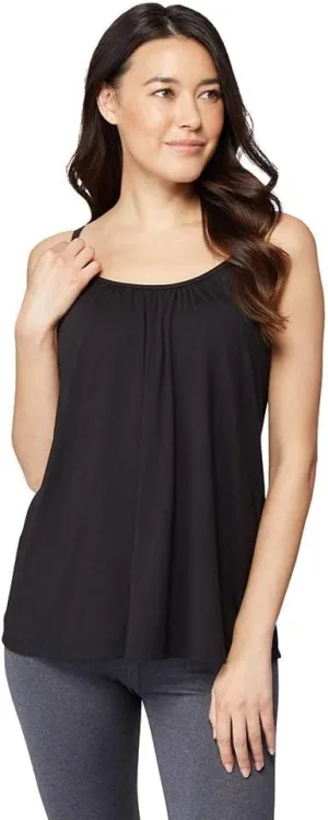 32 DEGREES Cool Womens Flowly Relaxed Lounge Built-in Cups Shelf Bra Tank Cami Black