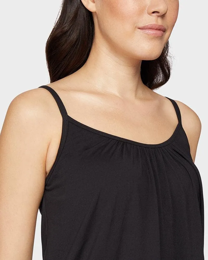 32 DEGREES Cool Womens Flowly Relaxed Lounge Built-in Cups Shelf Bra Tank Cami Black