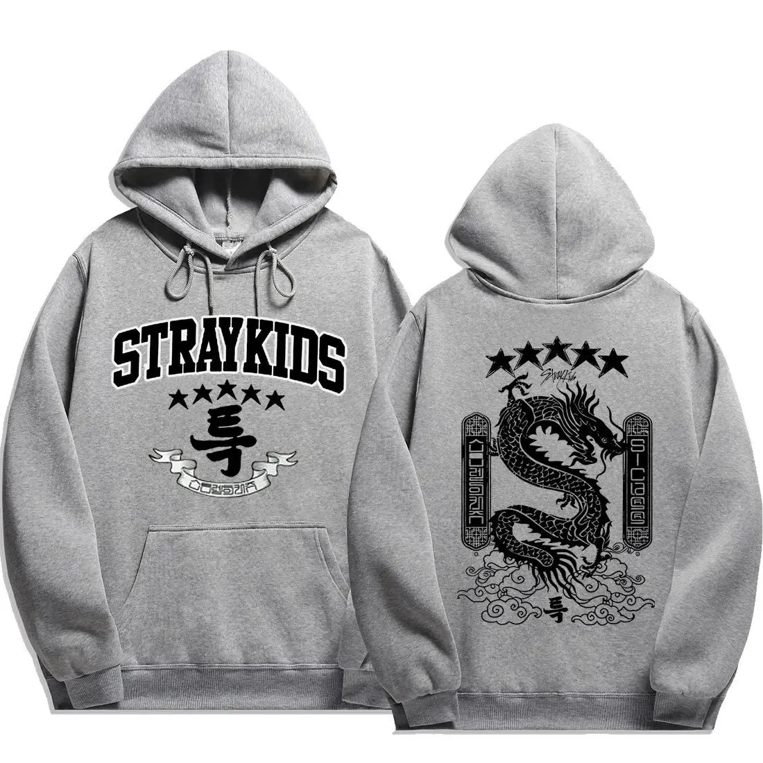 5 Star Dragon Hoodies Women Men Autumn Winter Kpop Popular Korean Style Streetwear Thick Fleece Long Sleeves Soft Sweatshirts