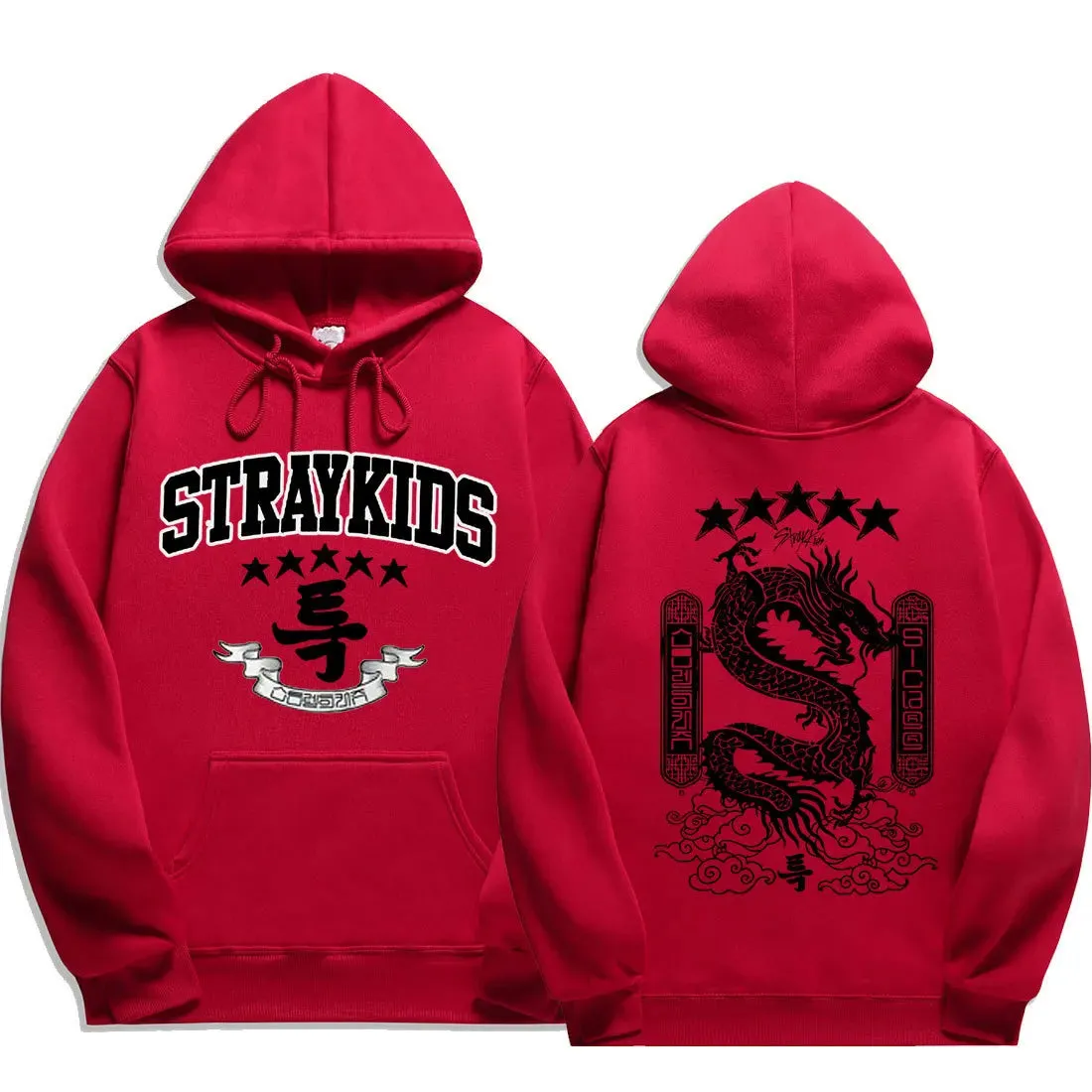5 Star Dragon Hoodies Women Men Autumn Winter Kpop Popular Korean Style Streetwear Thick Fleece Long Sleeves Soft Sweatshirts
