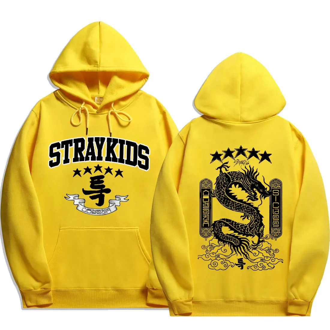 5 Star Dragon Hoodies Women Men Autumn Winter Kpop Popular Korean Style Streetwear Thick Fleece Long Sleeves Soft Sweatshirts