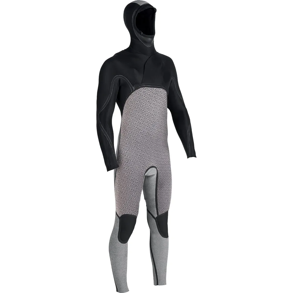6/5 Mens Vissla 7 SEAS Hooded Full Suit - Black with blue liner