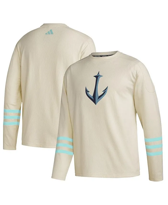 adidas Men's Khaki Pullover Seattle Kraken AEROREADY Sweater, Tan/Beige