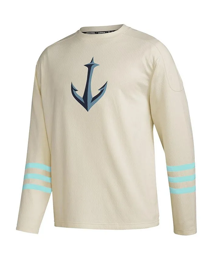 adidas Men's Khaki Pullover Seattle Kraken AEROREADY Sweater, Tan/Beige