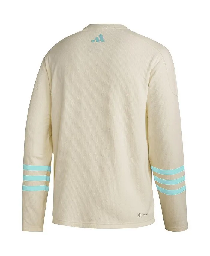 adidas Men's Khaki Pullover Seattle Kraken AEROREADY Sweater, Tan/Beige