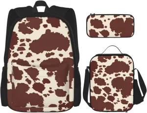 AMRANDOM Backpack Set 3-in-1 (brown milk cow print)