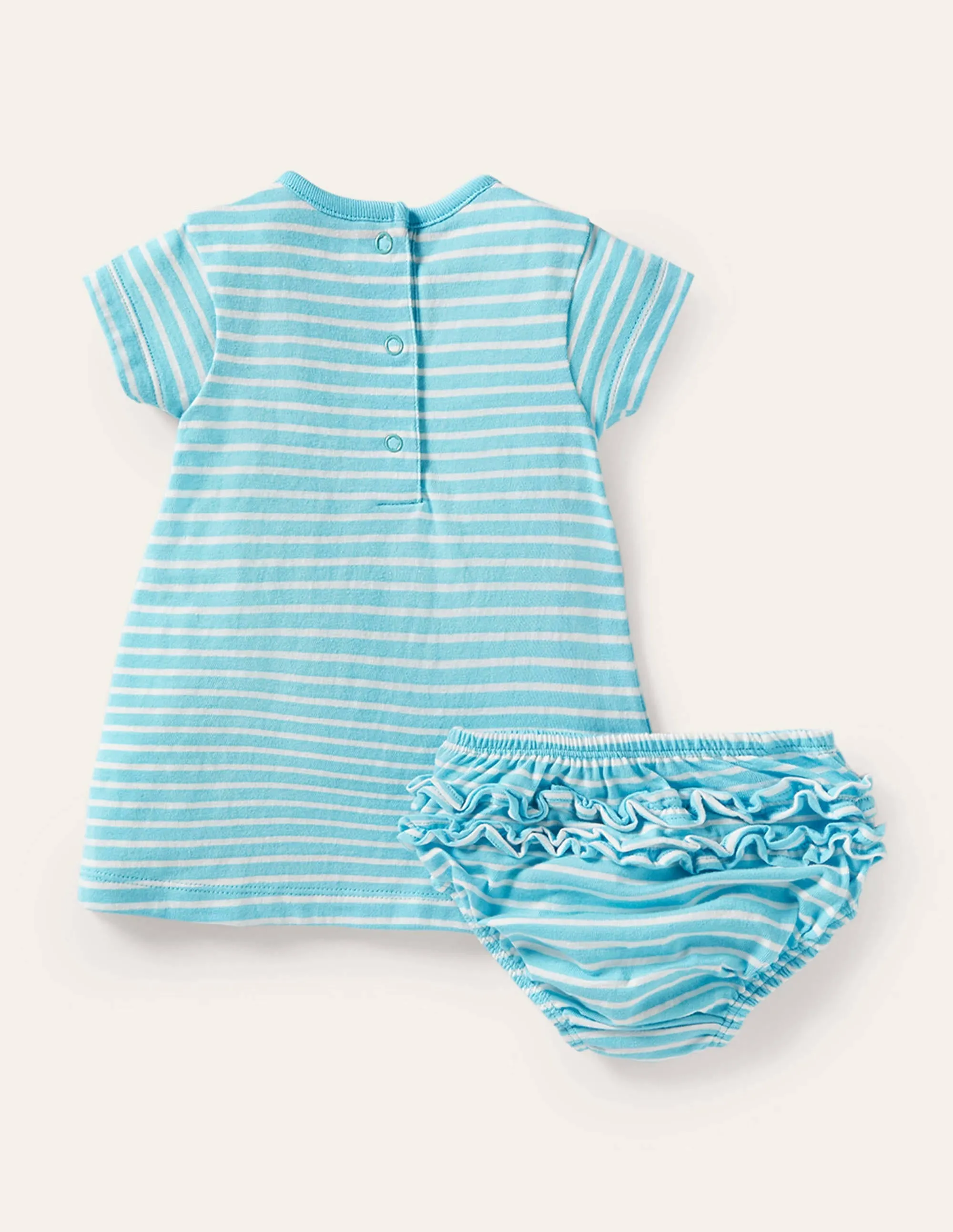 Appliqué Jersey Dress-Aqua/Ivory Bunny