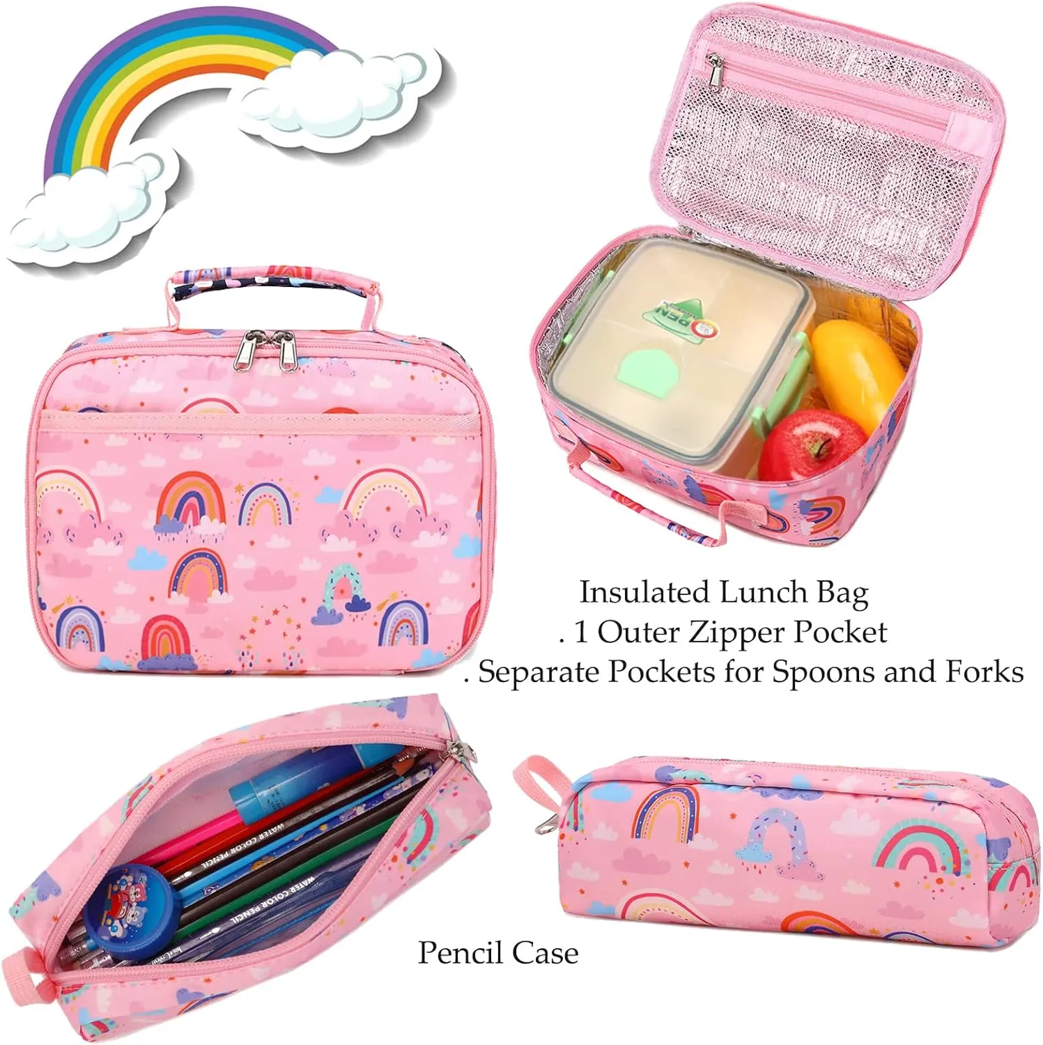 Backpack Unicorn for Girls School Preschool Backpack for Girls 3 IN 1 School Bookpack Set with Lunch Bag Pencil Bag