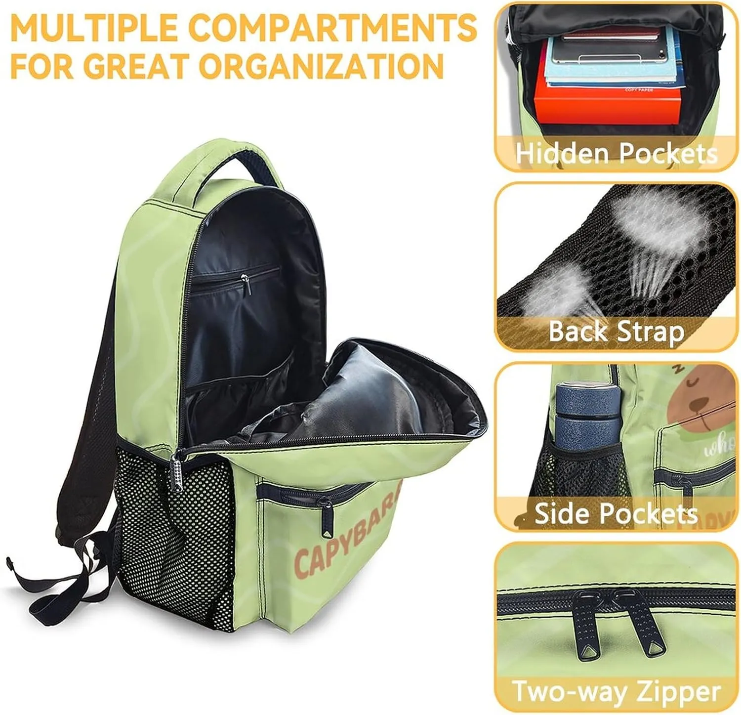 Backpack with Lunch Box Set for Girls - 3 in 1 Primary Middle School Backpacks Matching Combo - Large Capacity, Durable, Lightweight, Green Bookbag and Pencil Case Bundle