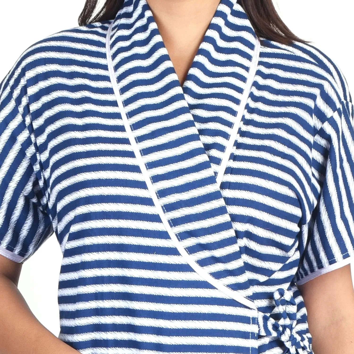 bellamy Women's Pure Cotton Printed House Coat,Front Open Adjustable Nighty/Night Wear