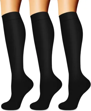 BLUEENJOY Compression Socks for Women & Men (3 pairs) - Best Support for Nurses, Running, Hiking, Recovery & Flight Socks