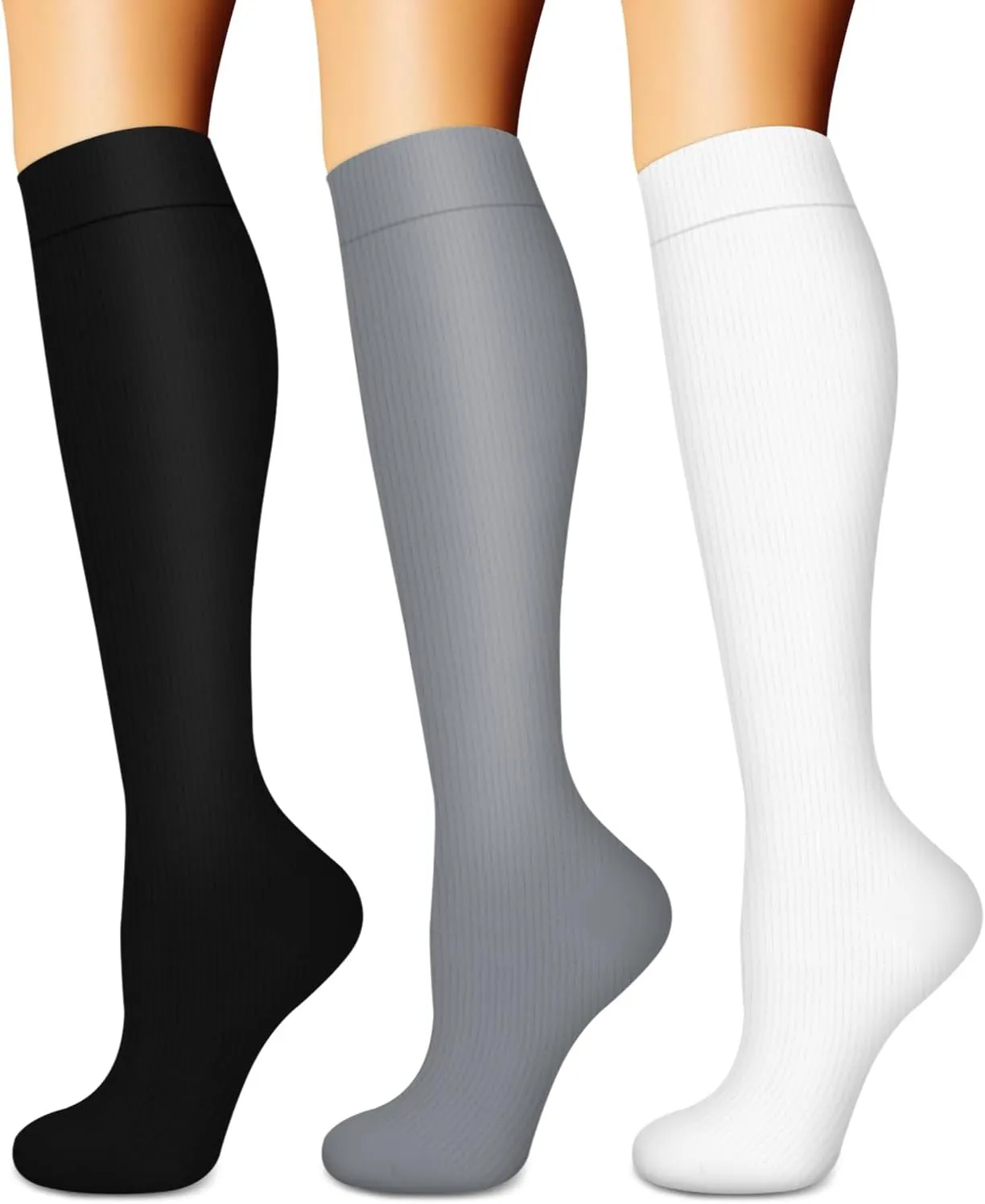 BLUEENJOY Compression Socks for Women & Men (3 pairs) - Best Support for Nurses, Running, Hiking, Recovery & Flight Socks