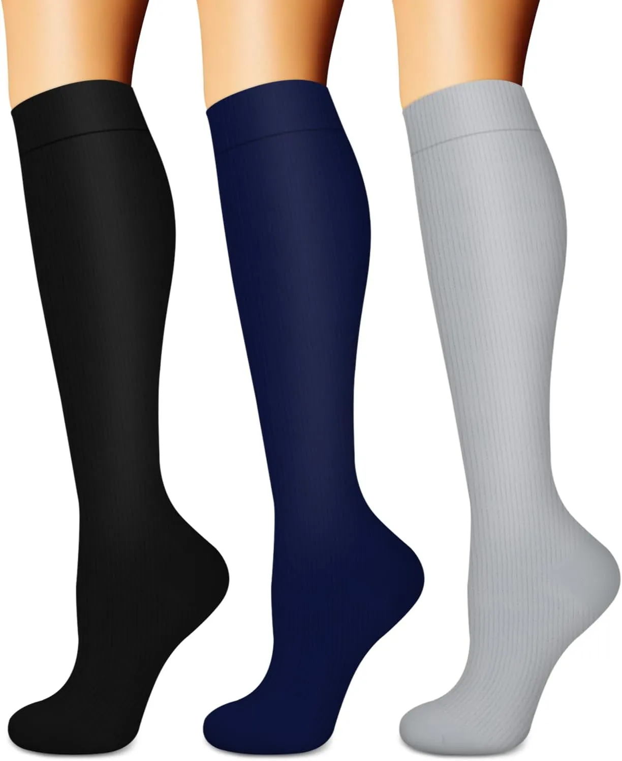 BLUEENJOY Compression Socks for Women & Men (3 pairs) - Best Support for Nurses, Running, Hiking, Recovery & Flight Socks