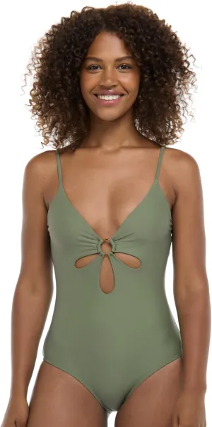 Body Glove Women's Maddie V-Neck One-Piece Swimsuit with Cut-Out and Ring Detail