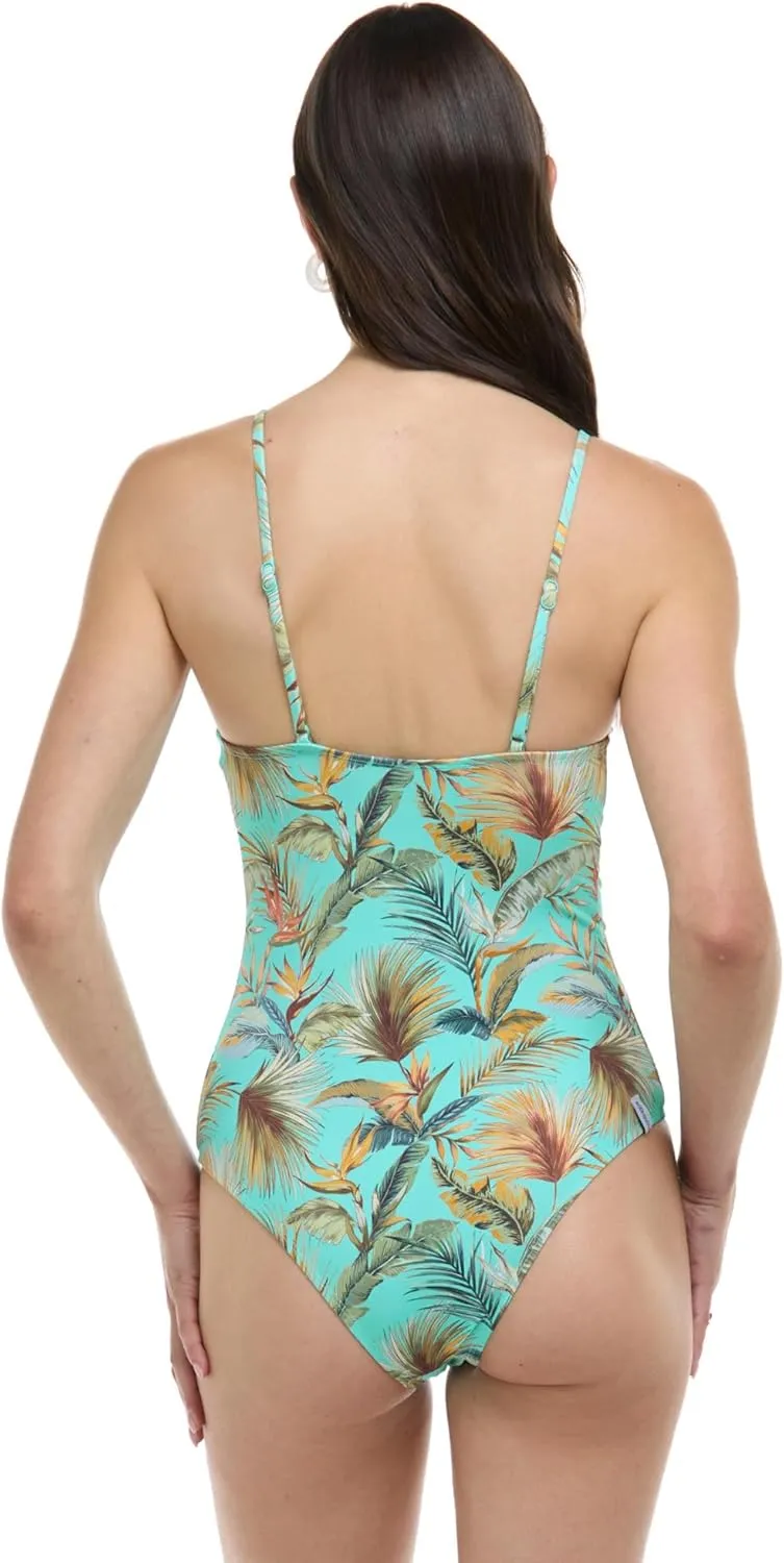 Body Glove Women's Maddie V-Neck One-Piece Swimsuit with Cut-Out and Ring Detail