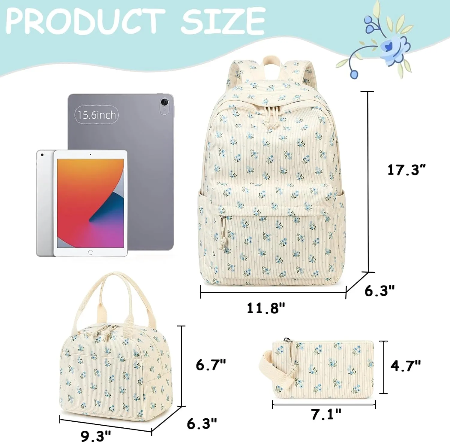 CAMTOP Backpack for School Kids Cute Backpacks for Girls Elementary Lighweight Bookbag with Lunch Box Pencil Case 3 in 1