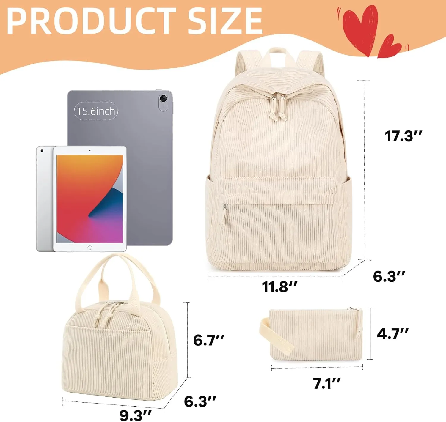 CAMTOP Backpack for School Kids Cute Backpacks for Girls Elementary Lighweight Bookbag with Lunch Box Pencil Case 3 in 1