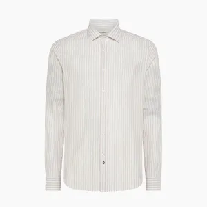 Clamenc shirt Stripe Voile Cotton Linen