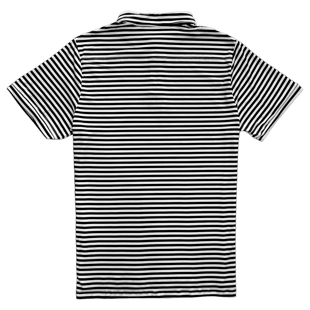 Classic Men's Black and White Striped Polo Golf Shirt