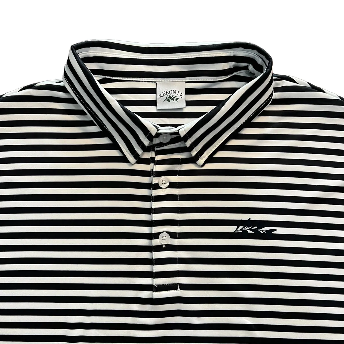 Classic Men's Black and White Striped Polo Golf Shirt