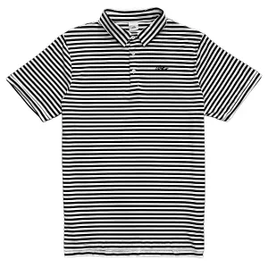 Classic Men's Black and White Striped Polo Golf Shirt