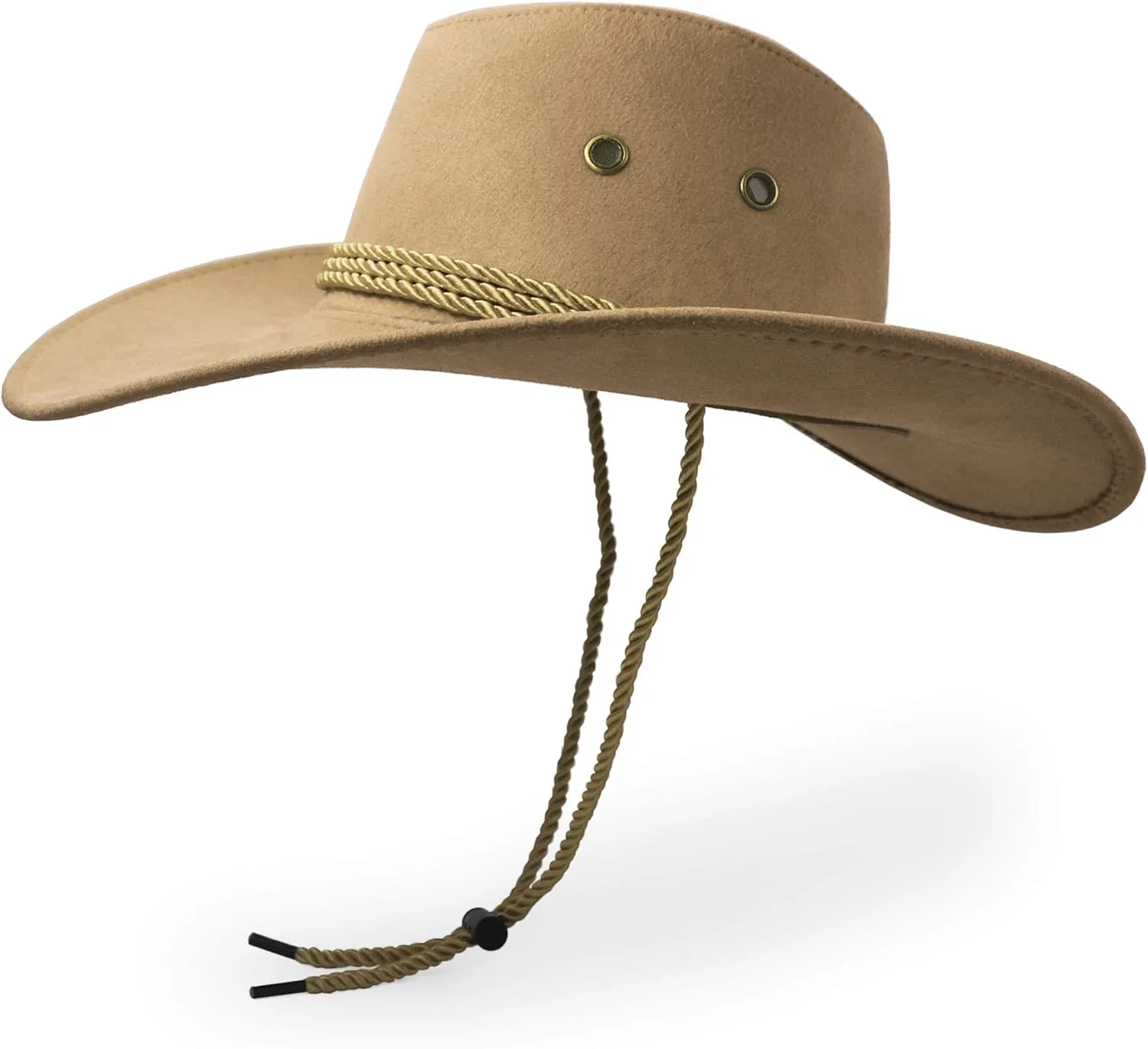 Cowboy Hat, Sun Hat Faux Felt Leather Suede Travel Cap Western Hat Outdoor Sun Protect