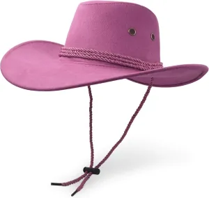 Cowboy Hat, Sun Hat Faux Felt Leather Suede Travel Cap Western Hat Outdoor Sun Protect