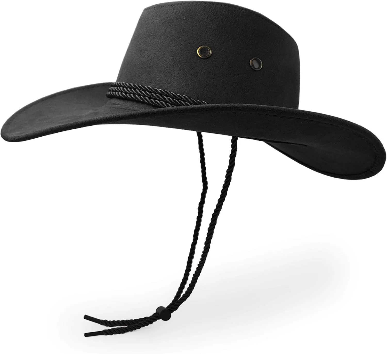 Cowboy Hat, Sun Hat Faux Felt Leather Suede Travel Cap Western Hat Outdoor Sun Protect