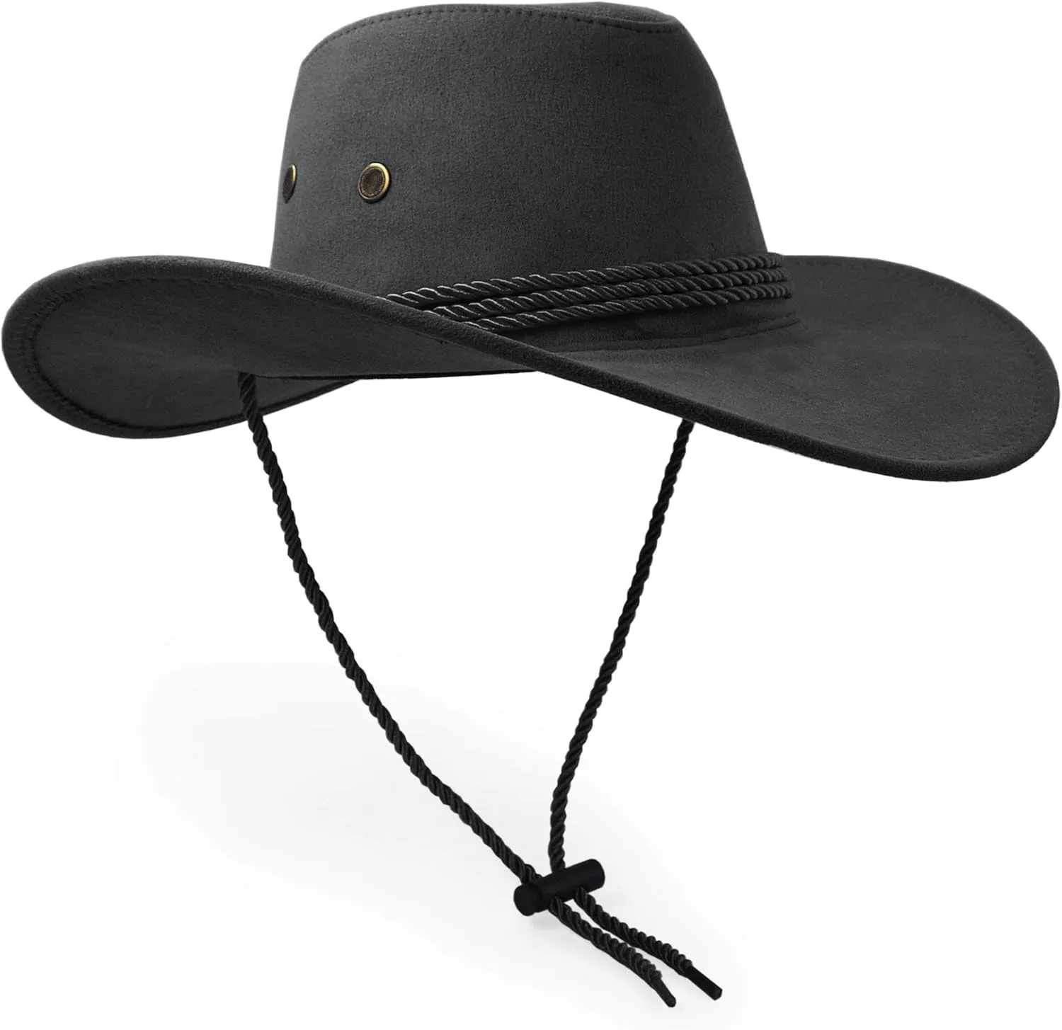 Cowboy Hat, Sun Hat Faux Felt Leather Suede Travel Cap Western Hat Outdoor Sun Protect