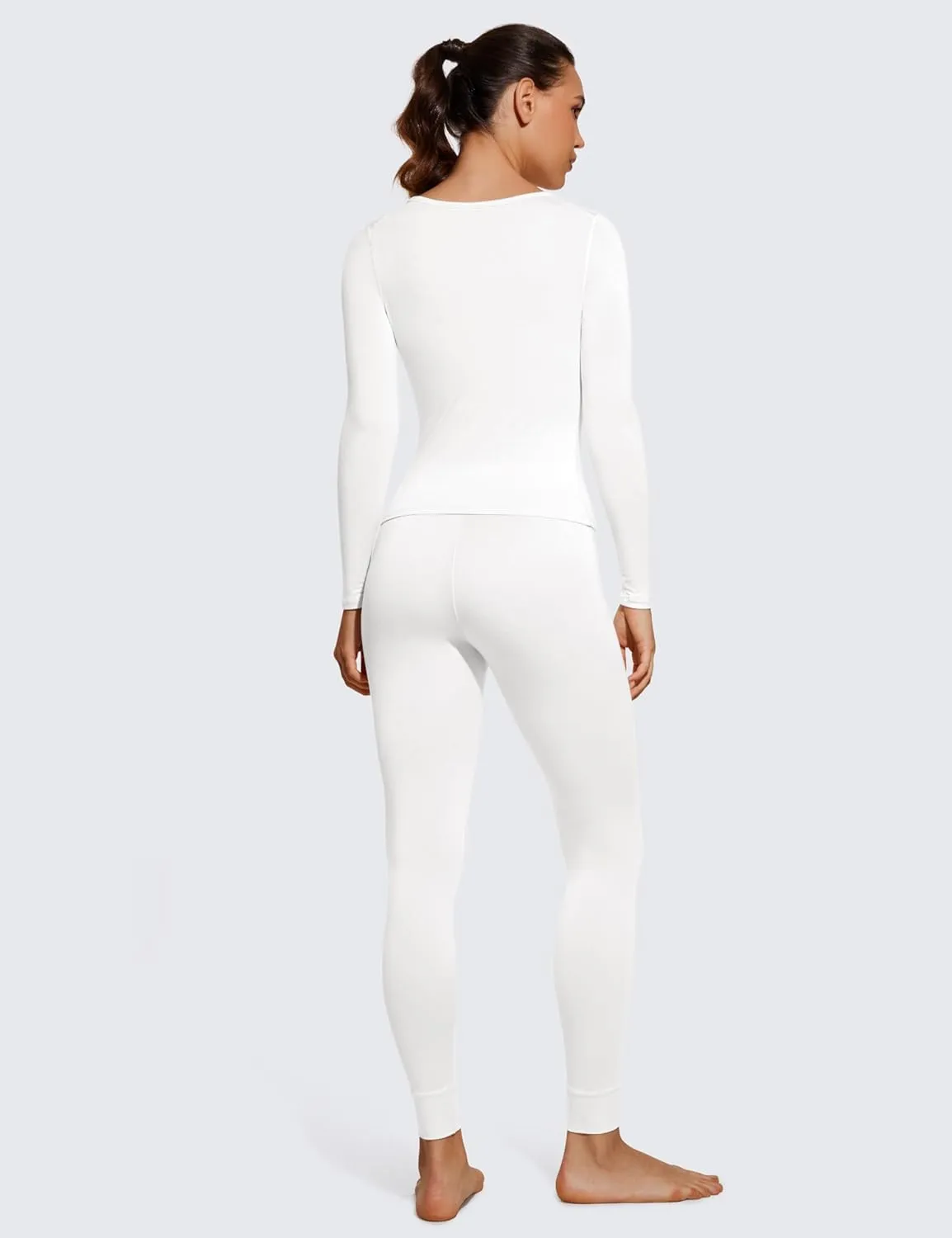 CRZ YOGA Soft Thermal Underwear Sets for Women Lightweight Long Johns Base Layer Pajamas Warm Top Bottom