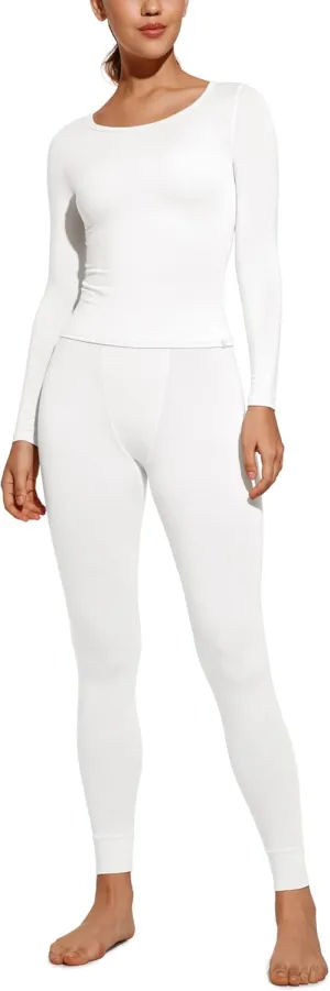 CRZ YOGA Soft Thermal Underwear Sets for Women Lightweight Long Johns Base Layer Pajamas Warm Top Bottom