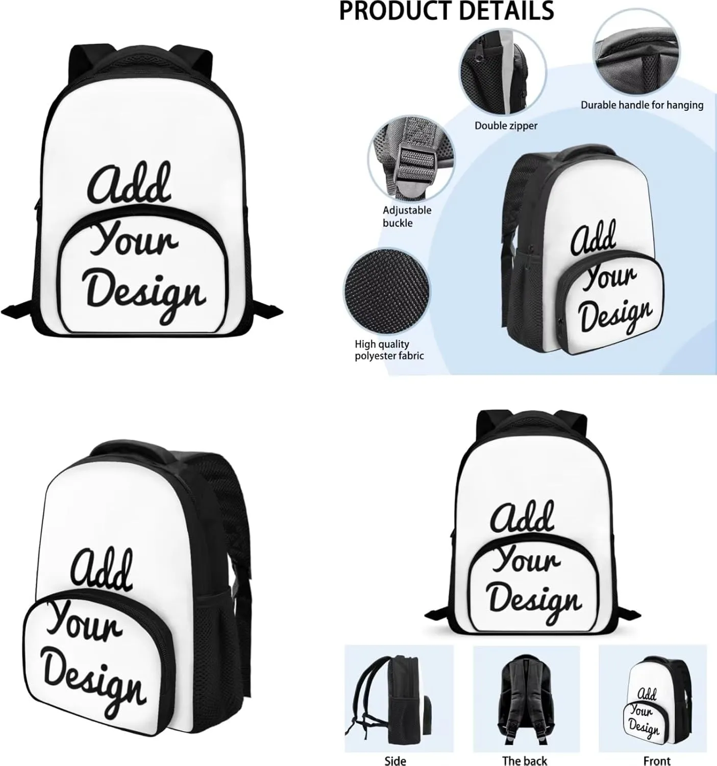 Custom School Backpack for Boys 4-6 3 in 1 Lightweight Diaper Bags with Two Compartments Toddlers Personalized Insulated Lunch Bag for Camping
