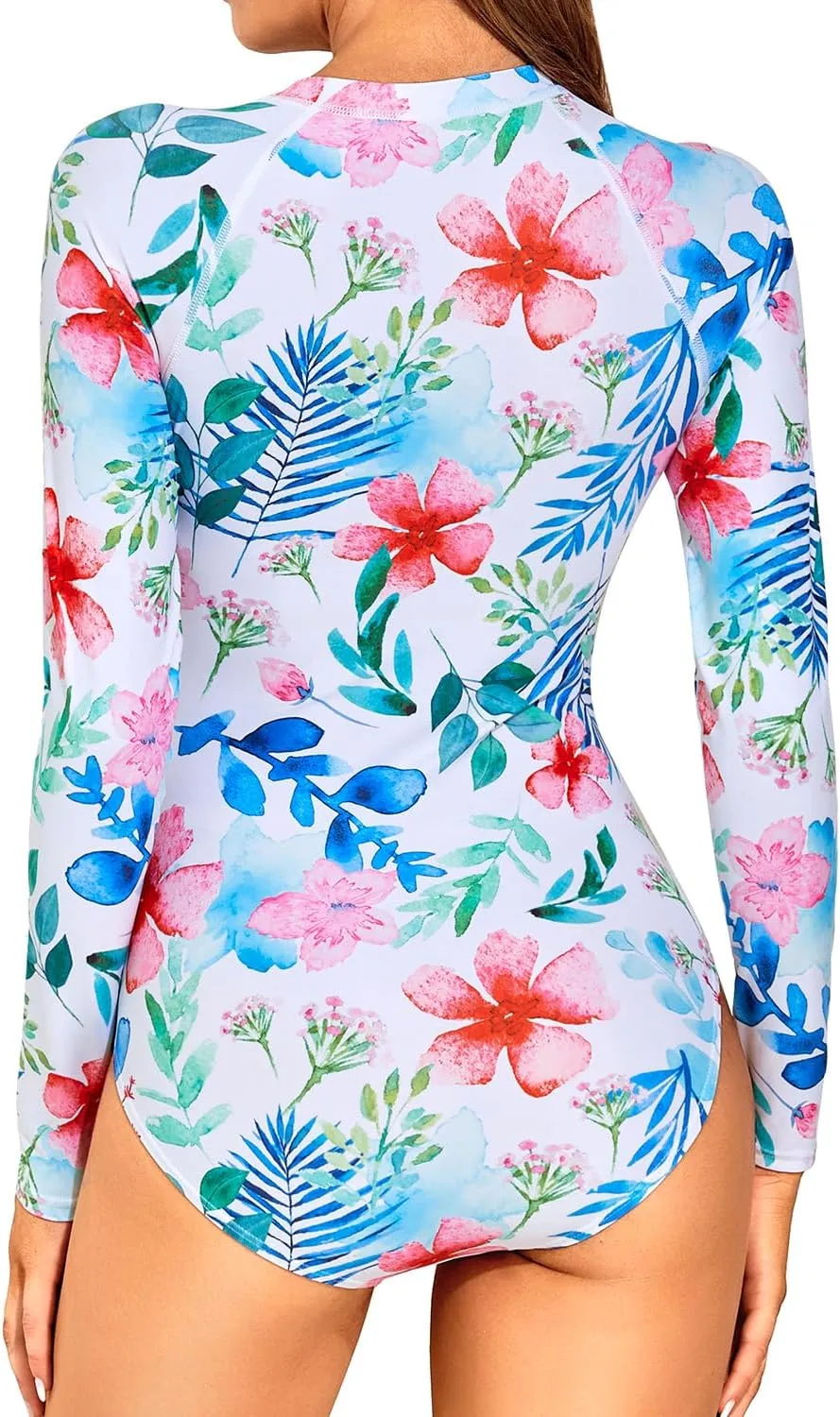 Daci Women Long Sleeve Rash Guard One Piece Zipper Swimsuit Surfing Bathing Suit UPF 50