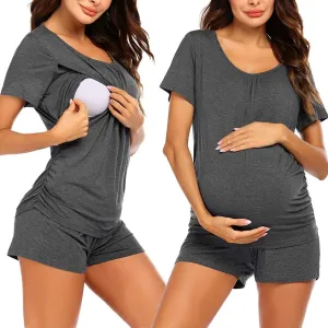 Ekouaer Womens Maternity Pajamas Nursing Pjs for Breastfeeding Soft Postpartum Lounge Sets Sleepwear Layer Pregnancy Clothes